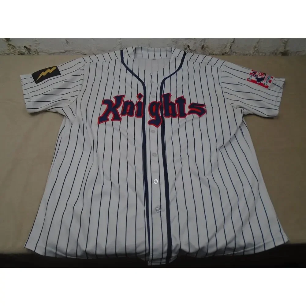 #9 Knights Movie Custom Stitched Baseball Jersey Men's XXXL White Striped - Picture 1 of 12